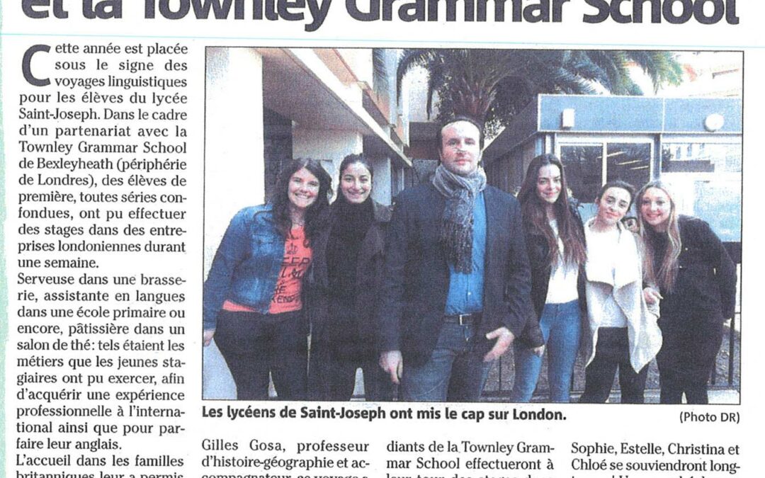 Partenariat avec la Townley Grammar School – Londres
